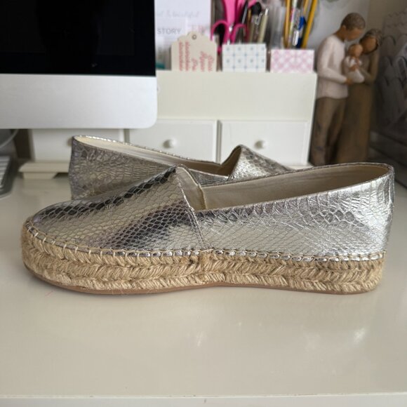 NIB Jack Rogers Palmer Espadrille Snake Embossed Silver Size 9.5 - Picture 15 of 16